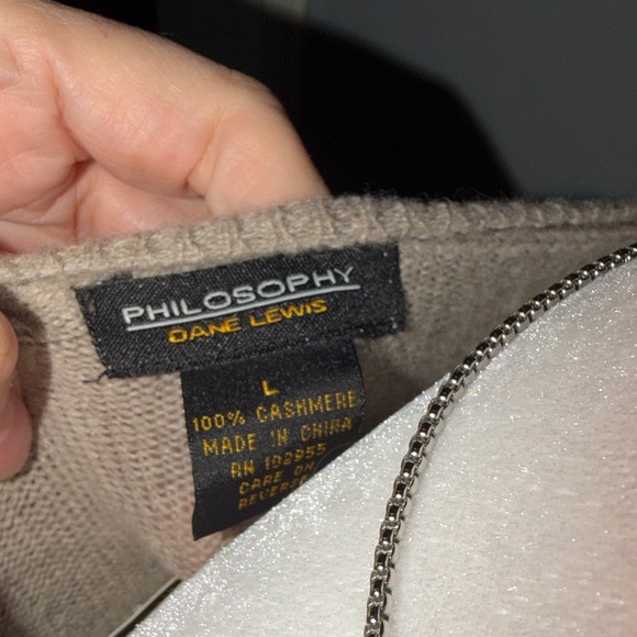 NWT Philosophy Dane Lewis 100% Cashmere Light Beige Crew Neck Sweater - Picture 10 of 11